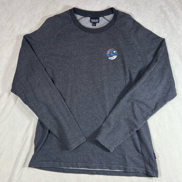 Patagonia Large Soft Cotton Crewneck Sweater Large Logo Cool Vibes EUC - Picture 2 of 10